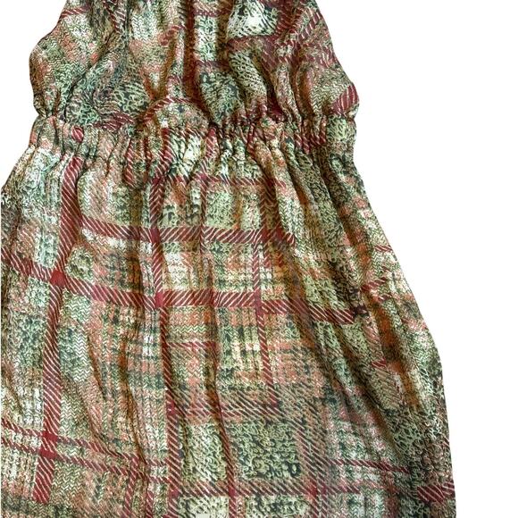 Charlotte Russe brown green boho pattern tie neck halter top SIZE S - Picture 2 of 5